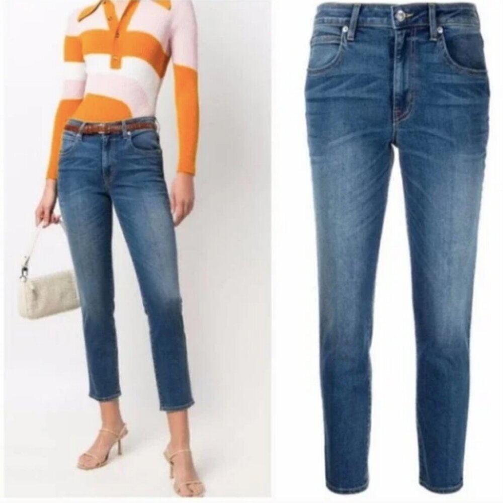 SLVRLAKE Lou Lou Jeans 31 Stretch Denim High Rise Medium Wash USA Slim Leg Women